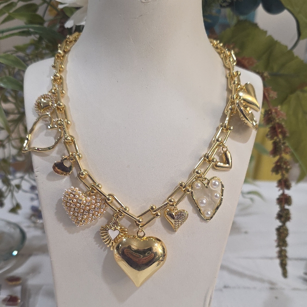 14k Gold Plated Heart Charm Necklace